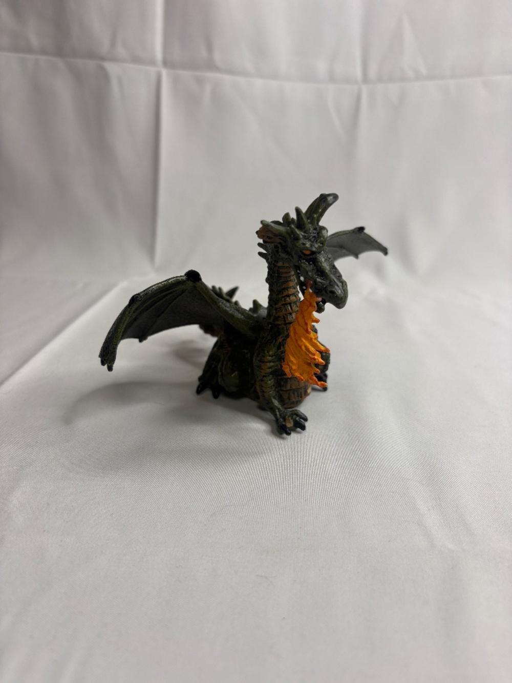 Vintage Papo 2005 Fire Breathing Green Dragon Figure Medieval Fantasy Toy